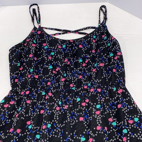 I love Ronson Black Chiffon Lines Maxi Dress Size Large Multi Heart Design - Picture 3 of 11